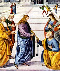 Jesus handing Peter the keys Perugino